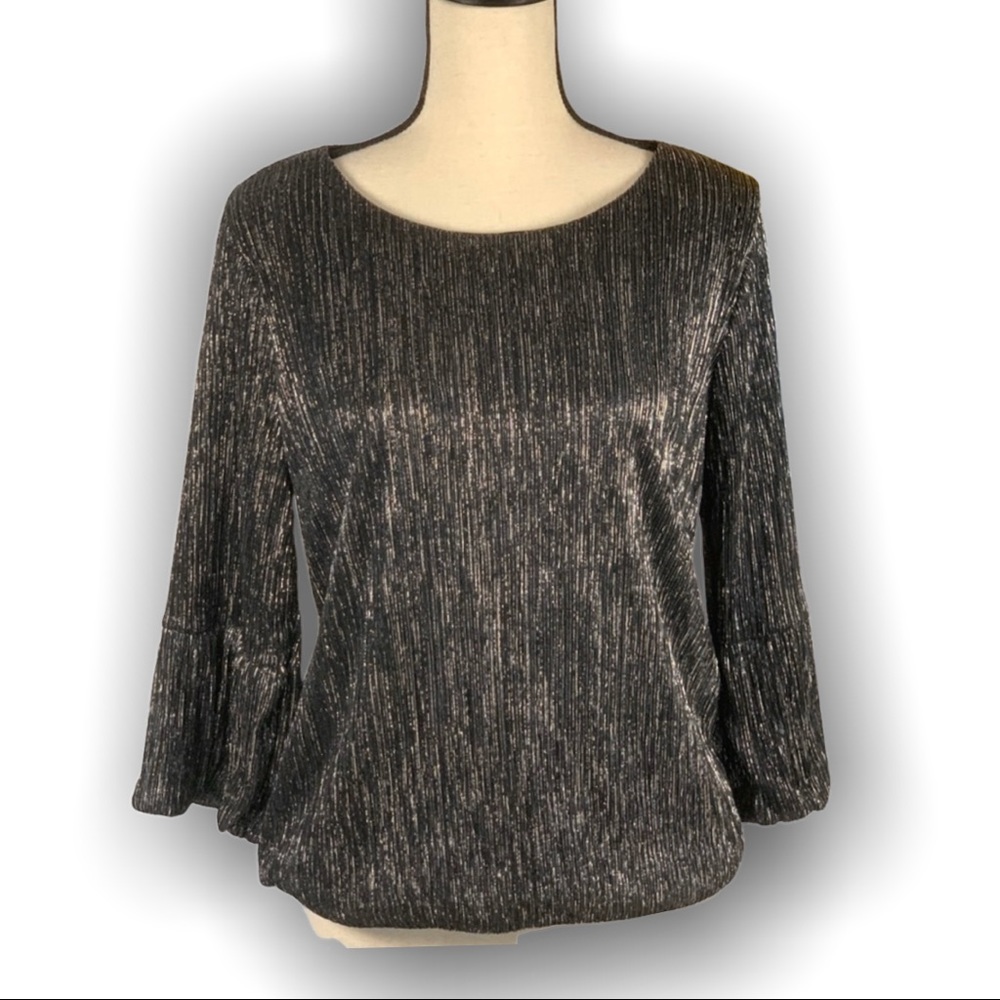 3/$10🙌  Silver Metallic Dress Top -sz PL